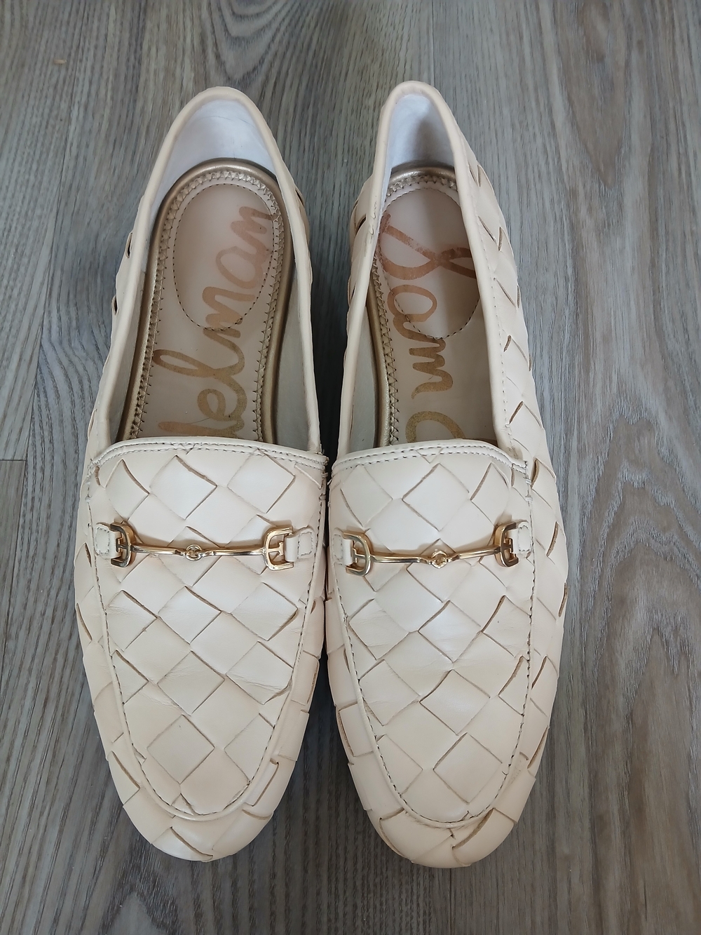 Sam Edelman Lorraine Woven Leather Horsebit Loafers Ivory Cream Size 9